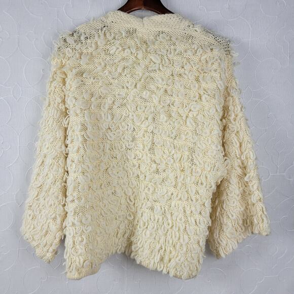 Anthropologie Akemi + Kin Womens Cardigan One Size Cream Loopy Knit Open Front - Picture 6 of 12